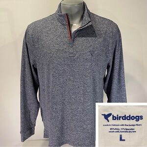 Birddogs Large 1/4 Zip Shirt Sweater Blue Heather Lined Performance Mens